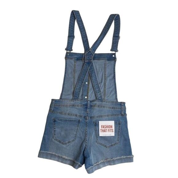 Celebrity Pink Jean Short Overalls Small Juniors' Distressed‎ Faded Stretch NEW - Picture 2 of 10